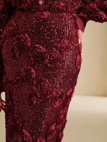 Anewsta 粉色亮片紧身迷你裙 - 紅色 - 查看 1