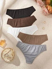 SHEIN 5条装女士简约休闲三角内裤 - 彩色 - 查看 2