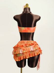 Zestiva Basics Women's Sexy Tie-Dye Print Bandeau Bikini Set For Summer Beach Vacation Festival