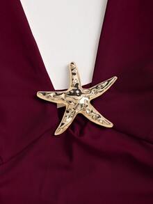 Sweetra Đầm Maxi Xòe Tay Halter Cổ Thấp Phối Ren Thời Trang Châu Âu Và Mỹ Cho Nữ, Phong Cách Mùa Hè, Thường Ngày, Kỳ Nghỉ - Màu Đỏ Sâu - Xem 3