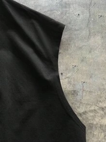 AXEPEAK Plus Size Men's Fashionable Rhinestone Star Graphic Tank Top, Summer - Black - View 4