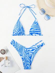 SHEIN Swim Summer Beach Fluid Halter Triangle Bikini
