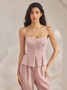 Ocili Women's Solid Color Camisole Sleepwear Top - Pink - View 1