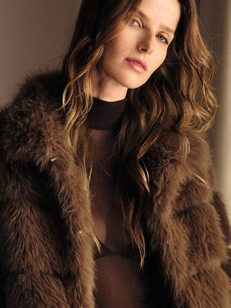 Fluffy Textured Short Elegant Coat, Autumn/Winter