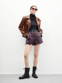 CUCCOO BIZCHIC 女士系带中筒靴，通勤风格 - 黑色 - 查看 10