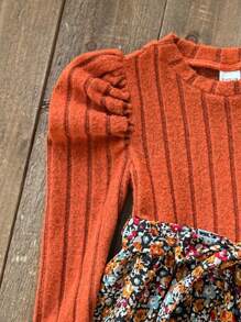 Emery Rose Kids Emery Rose Kids Baby Mädchen Farbe Boho gestrickt Rundhals Puffle Langarm Patchwork Blümchenkleid, geeignet für Herbst Winter, Winterkleid für Urlaub Zurück zur Schule Herbstkleid Zurück zur Schule Herbstkleid Kleinkind Mädchen Herbstkleid Herbst Kleinkind Mädchen Kleidung Baby Mädchen Kleid Herbst Orange Blumenkleid Kleinkind Kleinkind Mädchen Herbst Outfits - Khaki - Übersicht 3