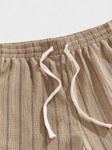 Chillumni 男士条纹抽绳腰口袋宽松休闲短裤