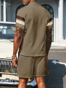 Manfinity Homme Men's Casual Wing Icon Contrast Texture Polo Shirt Set - Multicolor - View 6