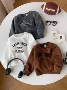 3 件套男婴/女婴可爱百搭字母图案针织长袖运动衫百搭分层套装，秋冬