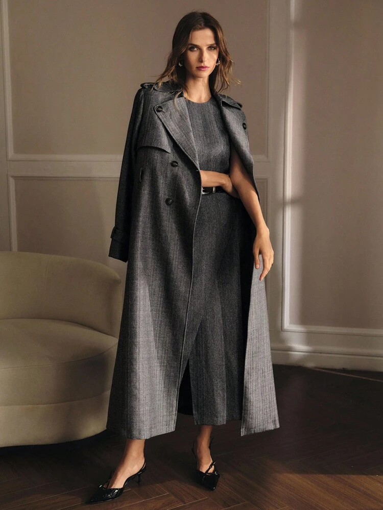 FOLD PLEATED WAIST MID-LENGTH DRESS, AUTUMN/WINTER