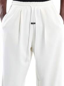 SUMWON 褶皱宽松慢跑运动裤，宽松阔腿，抽绳腰带，休闲居家服，秋冬街头风长裤，舒适百搭纯色 - 米色 - 查看 6