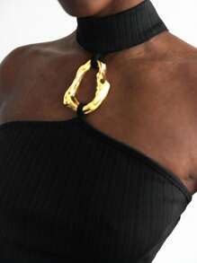 Maija Damen Sommer modischer Metalldekoration Neckholder Top