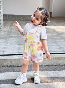 Babygirl 可爱蝴蝶结装饰无袖连体衣，夏季百搭 - 彩色 - 查看 4