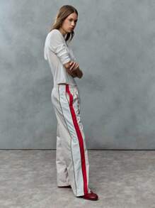 TypaGal These Wide-Leg Track Pants Bring Throwback Energy. With Bold Red Stripes And Print, They're Perfect For 2000s-Style Fall. - Multicolor - View 4