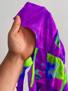 Maweii Váy maxi hở lưng in họa tiết nhuộm loang dành cho nữ cỡ lớn - Nhiều màu - Xem 7