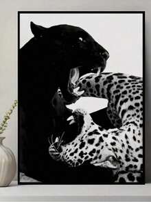 1 件豹纹墙饰 - 黑白复古动物摄影帆布印刷品无框时尚装饰适用于卧室客厅办公室咖啡厅 - 彩色 - 查看 12