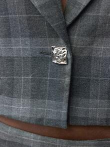 Maija Áo khoác blazer ngắn cổ ve đơn hàng ngày cho nữ mùa thu/đông - Xám - Xem 4