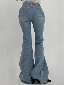 DAZY Women's Light Wash Flare Jeans - Light Wash - View 7