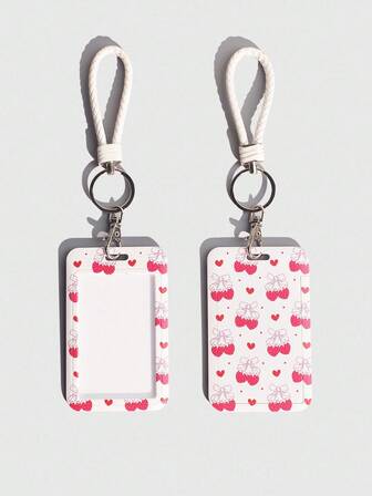 Kawaii Estilo N°: 1477302 Portacartas con tapa deslizante con diseño lindo de moño, fresa y corazón, 1 pieza