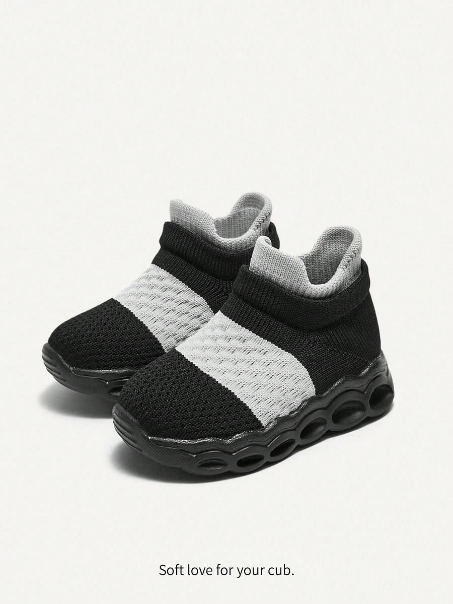 Infant Autumn/Winter Low-Top Sports Shoes, Fashion Luminous, Cute For Baby Daily & Holiday Wear, Lightweight Breathable Elastic Opening Easy On/Off - Black - View 1