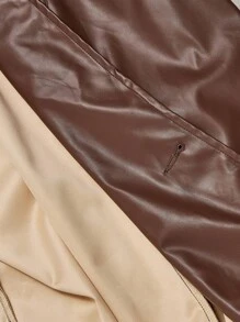 SHEIN MOD 加大码复古棕色百搭 PU 皮革无袖风衣，教师优雅款 - 棕色 - 查看 6