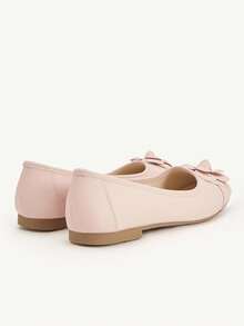 CUCCOO CHICEST Women's Floral Embellished Square Toe Ballet Flats, Elegant Sweet Commuting Romantic Comfortable Classic Light Pink Faux Leather Slip-On Shoes For Afternoon Tea, Date, Party, Office, School, Vacation, Versatile - Baby Pink - View 12