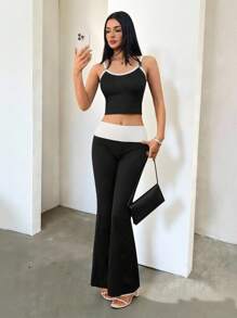 SHEIN Tall Neues Sommer-Design Kontrastfarben Träger-Top und Hosen Set, geeignet für Frühling/Sommer