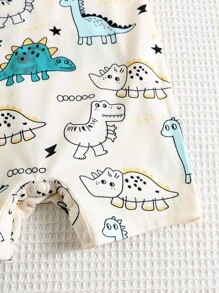 3件套新生男婴可爱卡通条纹无袖针织连体衣套装，夏季 - 彩色 - 查看 6