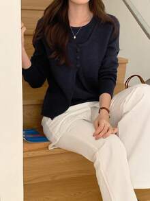 DAZY 女士纯色优雅长袖韩版毛衣秋冬