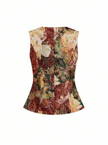 Ellevyn 女士无袖背心，金属纽扣开合，适合通勤 - 彩色 - 查看 3