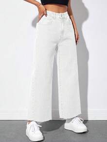 EMERY ROSE Women's Straight Loose Casual Jeans With Pockets - White - View 4