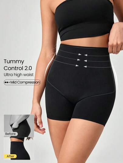 GLOWMODE 1 Pack Tummy Control Core Support Sweat-Wicking Ultra-High Waist Shapewear Shorts Underwear Daily Casual Wear