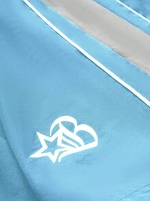 PAVTROS Manfinity Streetrush Men's Summer Casual Colorblock Letter Print Shorts - Baby Blue - View 3