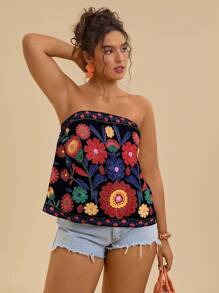 Travachic Plus Size Women Casual Strapless Top, Suitable For Summer Holiday