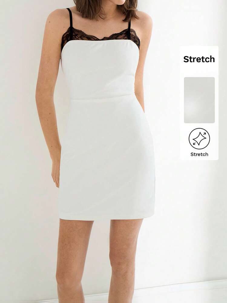 SHEIN Maija Elegancka damska sukienka mini z koronką kontrastową