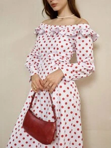 TrendSteals 女式红色圆点连衣裙 - 紅白色 - 查看 3