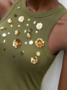 Maija Women's Long Solid Color Dress, Fashionable For Summer Olive Green Dress Army Green Dress Sequin Dress Gold Sequin Dress Floral Applique Dress
