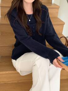 DAZY 女士纯色优雅长袖韩版毛衣秋冬