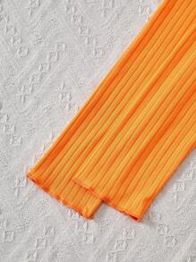 Set de vestido y cárdigan con estampado floral y volantes para niñas preadolescentes, 2 piezas - Naranja - Ver 7