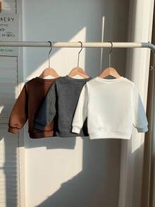 3 件套男婴/女婴可爱百搭字母图案针织长袖运动衫百搭分层套装，秋冬