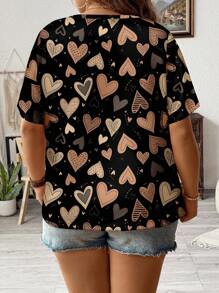 SHEIN LUNE Lễ hội âm nhạc Ngày của mẹ Mùa lễ hội Tất cả tình yêu Đồ họa in giản dị đơn giản Mùa hè cỡ lớn Áo phông nữ - Nhiều màu - Xem 3