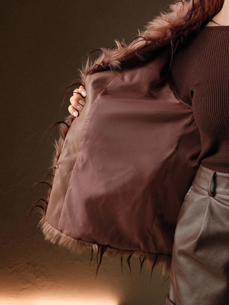 Chaleco/chaqueta de mujer de piel sintética, adecuado para Navidad, Año Nuevo, fiestas, elegante, lujoso, formal, elegante, negocios, graduación, otoño/invierno