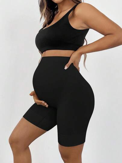 SHEIN Fall Clothes Maternity Premium Shapewear High Waisted Mid Thigh Pregnancy Underwear Prevent Chaffing Soft Abdominal Support Biker Shorts Compression