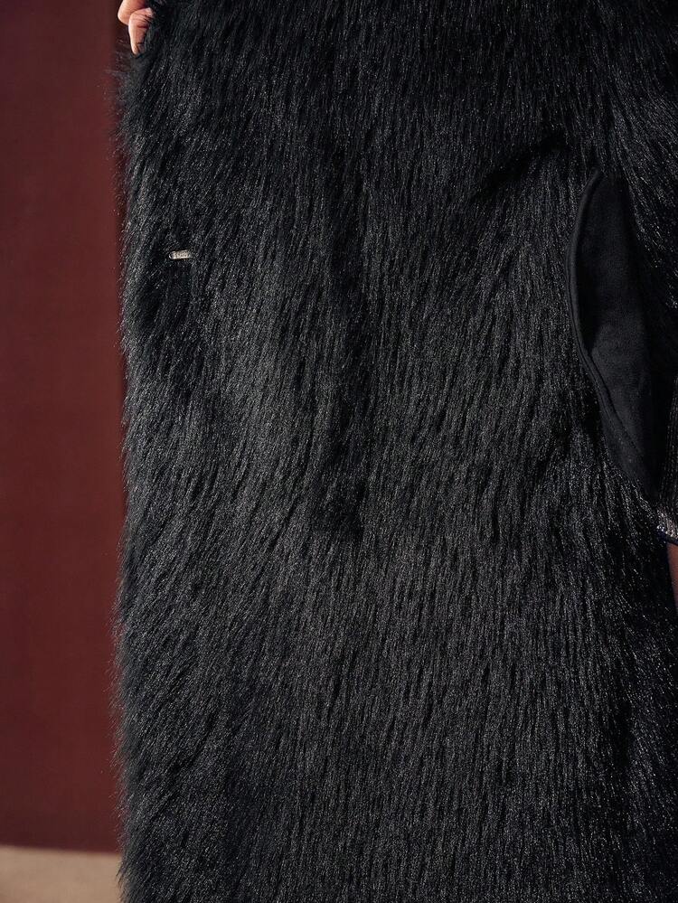 LONG SLEEVE LONG FAUX FUR COAT, AUTUMN/WINTER