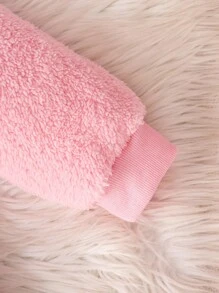 SHEIN Playful Pals 2 件女婴秋冬珊瑚绒连帽衫，带云朵刺绣和珊瑚绒裤套装，适合休闲穿着、户外旅行、派对 - 粉色 - 查看 6