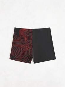 Surfspeed 男士字母条纹松紧腰休闲泳裤 - 黑色 - 查看 2