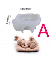 1pc Baby Shape DIY Silicone Mold, Sleep Baby Design Silicone Mold For DIY - White - View 10