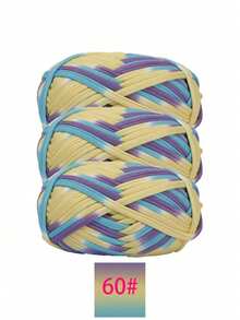 3pcs Polyester Satin Ribbon Yarn Bundle, Approximately 300g, Multi-Color And Mixed Color Self Peeling Gauze, Knitted Yarn, Colored Cloth, T-Shirt Yarn Fabric - Used For DIY Crochet Slippers, Bags, Storage Baskets Production - Multicolor - View 29