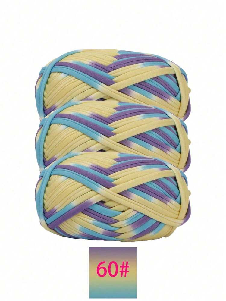 3 bó sợi ruy băng satin polyester, khoảng 300g, gạc tự bóc nhiều màu và hỗn hợp, sợi đan, vải màu, vải sợi áo phông - dùng để sản xuất dép móc tự làm, túi xách, giỏ đựng đồ (Kiểu dáng bao bì bên ngoài là ngẫu nhiên) - Nhiều màu - Xem 29