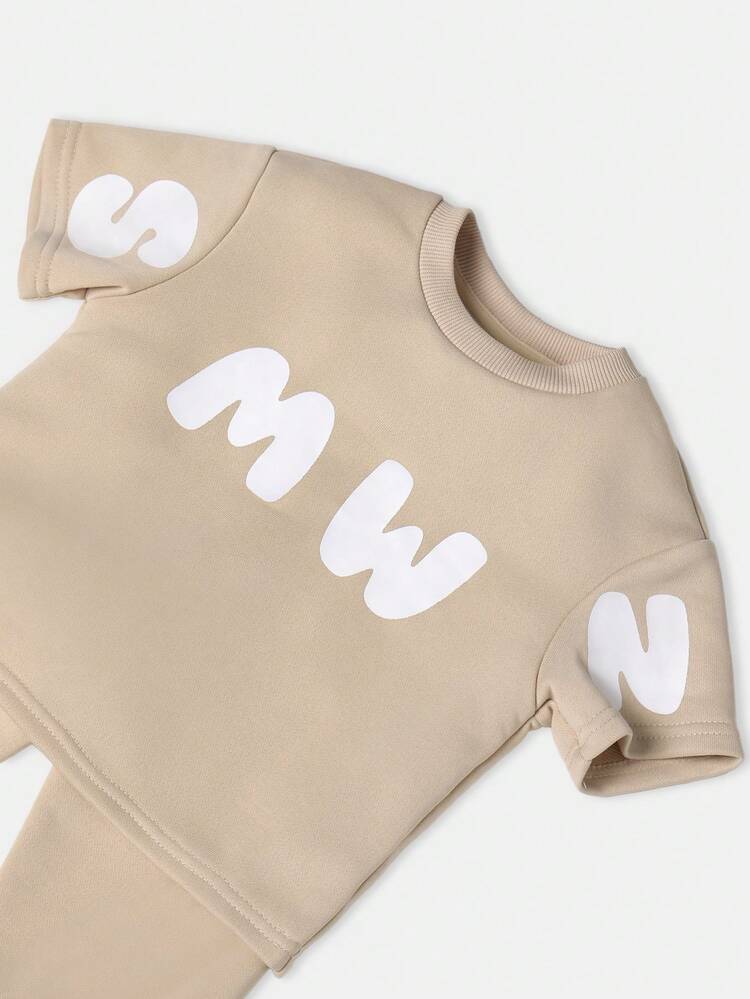 Short Sleeve T-Shirt And Jogger Pants With Letter Print